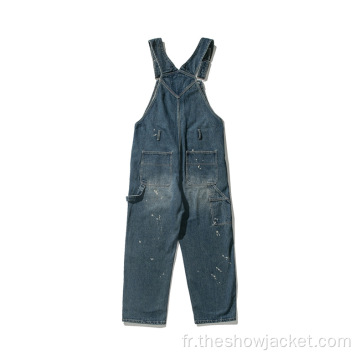 Commerce de gros Custom Man Jumpsuit Pantalon Denim Jumpsuit